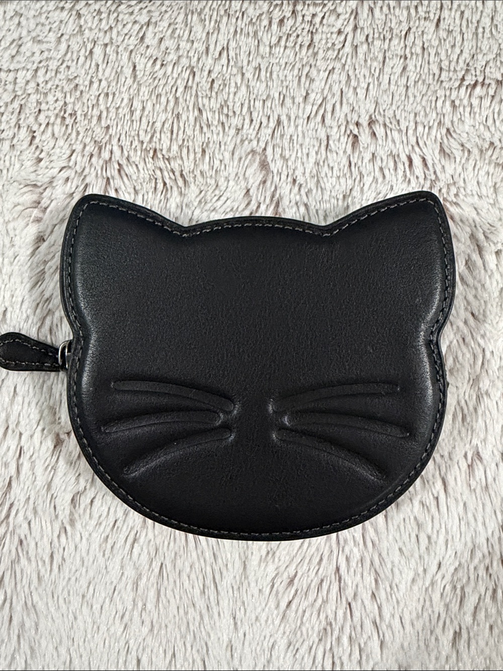 Coach Black Cat-Shaped Zip Pouch
